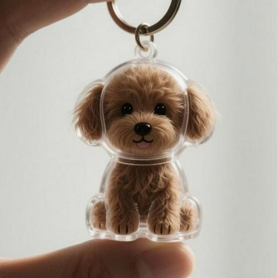 Cute Transparent Puppy Hair Storage Pendant Keychain - Creative Bag and Backpack Ornament