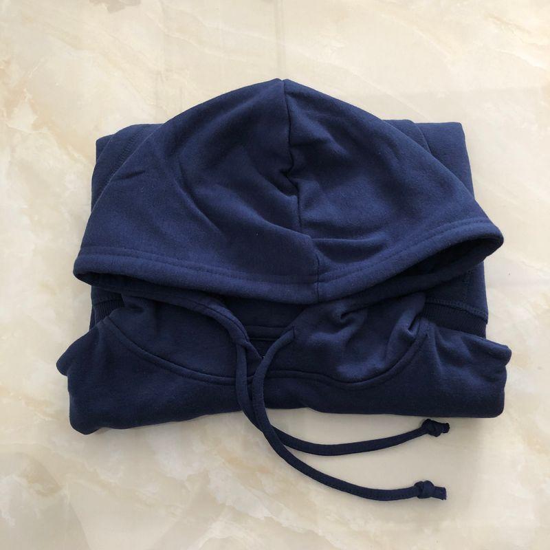 

Plus Size Brushed Hoody Autumn New Arrival Export Men s and Women s Hooded Collar Pullover Long Sleeves Kangaroo Pocket Tops 27037 Navy blue B- 2-27-2 2XS