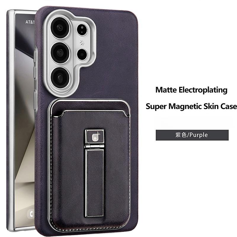 Magnetische Draadloze Oplaadbare Telefoonhoes voor Samsung Galaxy S26 Ultra S25 Plus S24 S23 Afneembare Lederen Kaarthouder Portemonneehoes