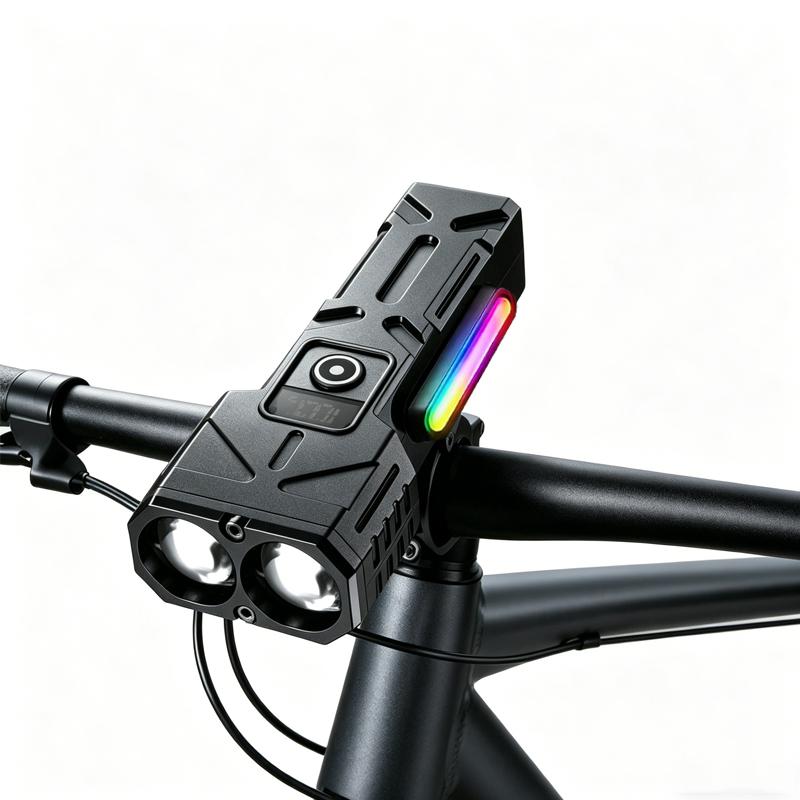 Super Bright Bike Front Light Cycling 7 Lighting Mode Head Flashlight Colorful Warning Side Lamp for Hiking Night Riding Safety