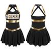 Girls Carnival Party Halloween Cosplay Cheerleading Uniform Outfit Sleeveless Crisscross Back Dress