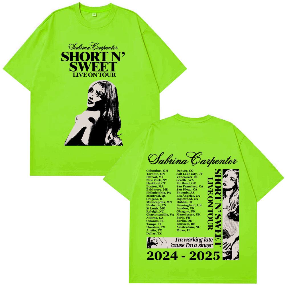 Sabrina Carpenter Short N Sweet Tour 2025 T Shirt Men Women Loose Casual Fashion Cotton Tees Oversized Harajuku Street Tshirt