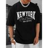 New York Print Men's Round Neck Short Sleeve Tee Fashion Slim Fit T-Shirt Top For Spring Summer Holiday