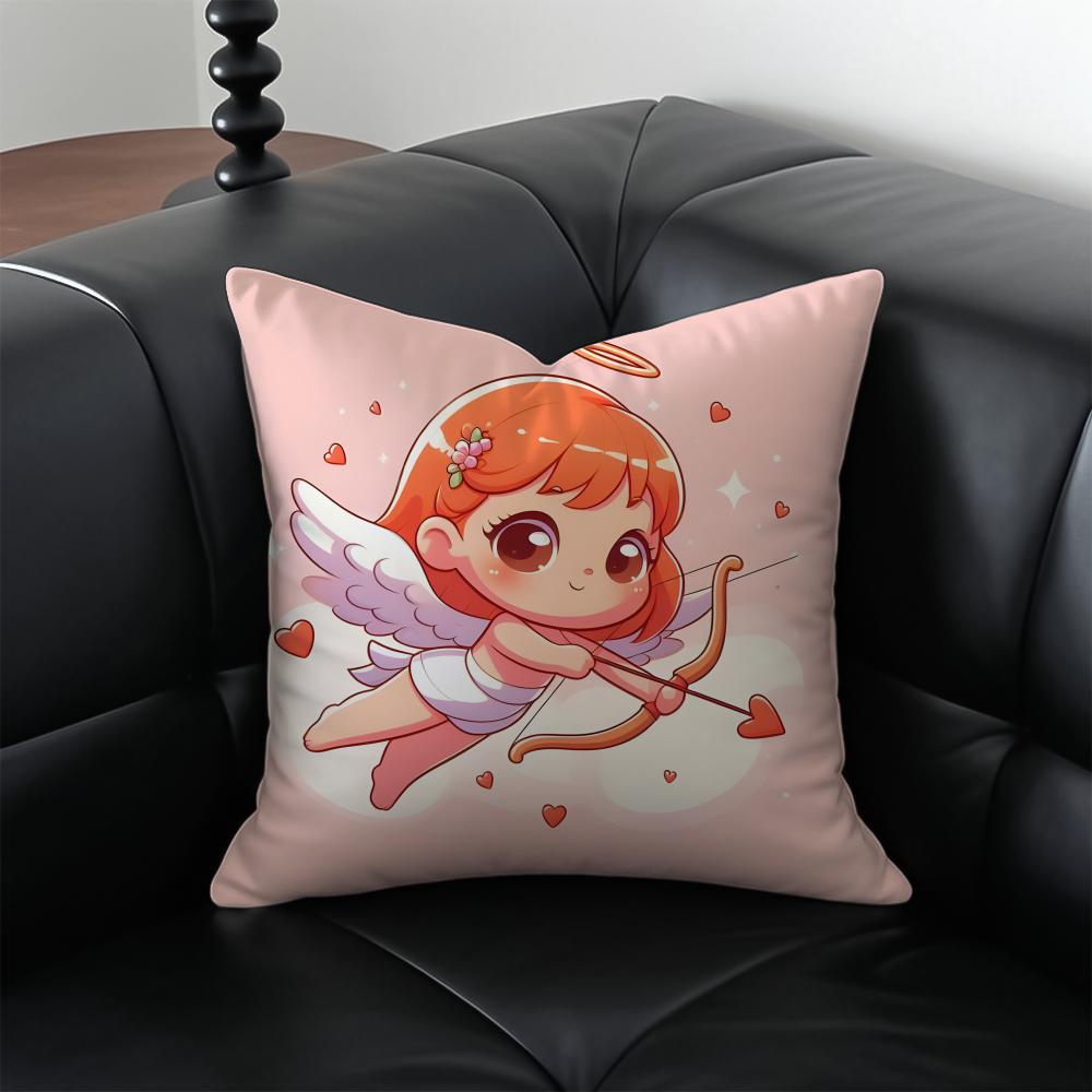 C-Cupid Angel Pillow Kawaii Anime Cushion Cushion Cover Pillow Case Anti-Dustmite Invisible Zipper Silky Plush Cushion