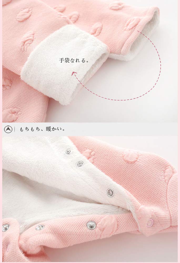 Haine Bebelus Body cu Mânecă Lungă Față Deschisă Nou-născut Picioare Bebelus Glugă Gros Toamnă Iarnă Vreme Rece Haine Salopetă Fetiță Cadou Roz Simplu 3M