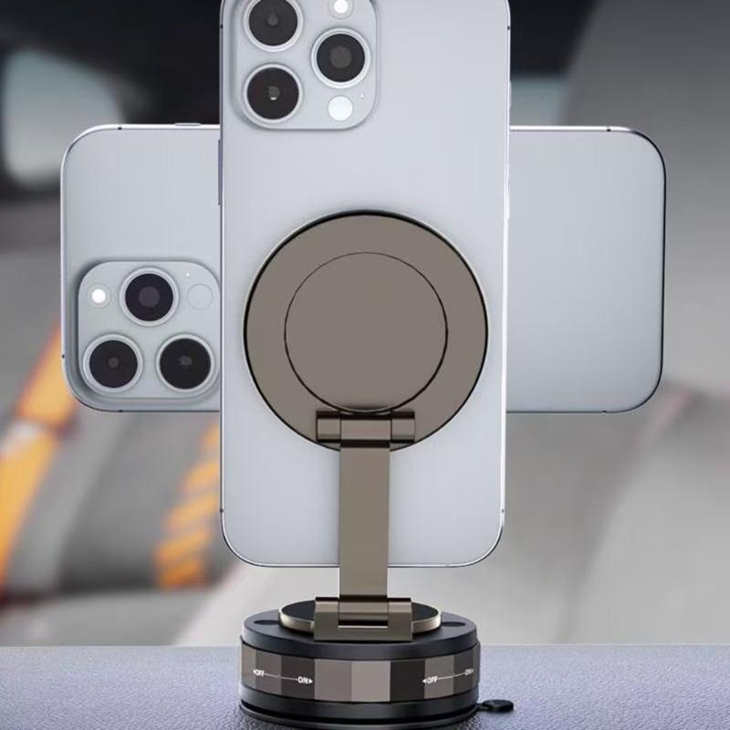 Strong Magnetic Car Phone Holder Adjustable Stand with Vacuum Suction Base for Multiple Surfaces Dashboard Installation