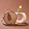 Women's Genuine Leather Bag  Versatile Contrast  Pebble Pattern  Women's Bags  Round Bun Bags