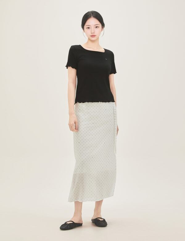 ROEM Perforated Square Neck T-Shirt Rmhwg37Rt4