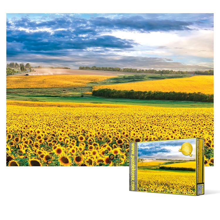 2000 Piece Jigsaw Puzzle - Sunset In a Beautiful Sunflower Field, Popular Korean Puzzle