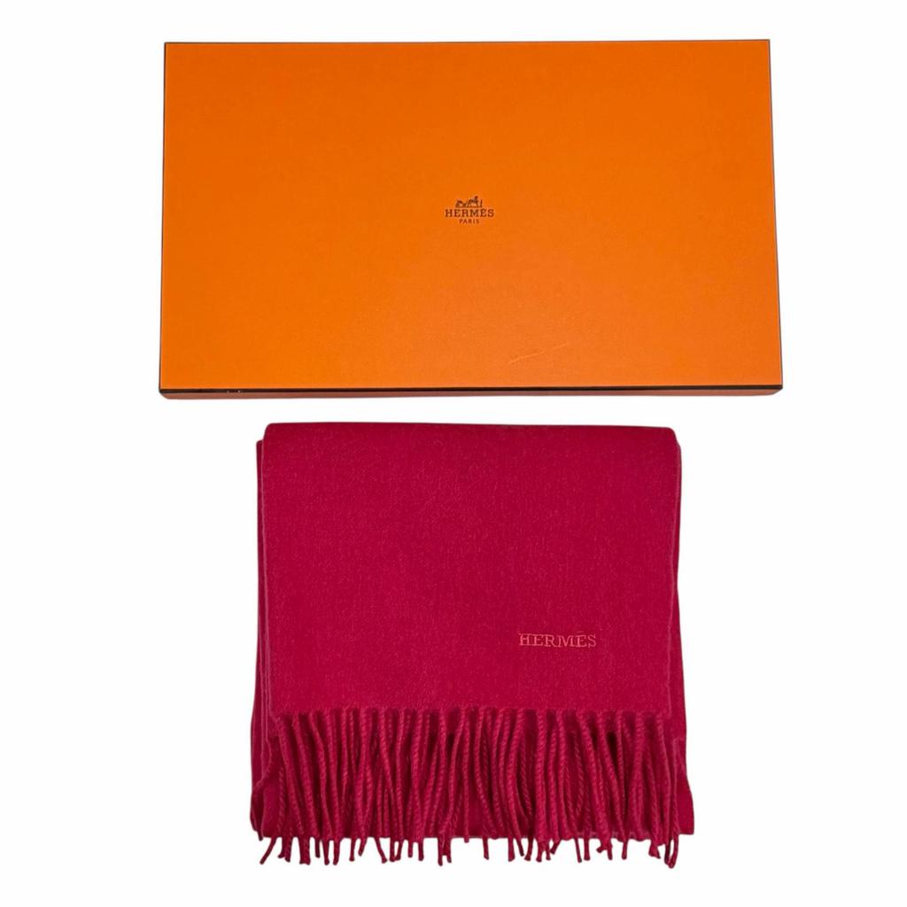 Pristine HERMES Scarf Red cashmere Women Used