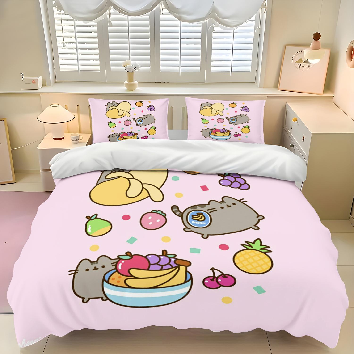 

Підковдра Наволочка Комплект постільної білизни Мультяшний P-PusheenS Кіт Дорослий Хлопчик Дівчинка Декор Спальні Дитячий Односпальний Двоспальний Великий Розмір 155x220cm