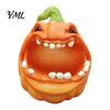 Holiday Desk Ornament Big Mouth Pumpkin Storage Box, Halloween Figurine Resin Jewelry Tray, Candy Holder Trinket Keys for Home Office Decor