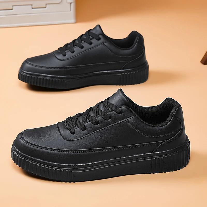 Fashion Uniform Flat Casual Shoes for Men and Women 2024 New PU Leather Men's Comfortable Sports Lace-up White Shoes Vulcanized Shoes