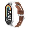 Bracelet pour Xiaomi Smart Band 9 NFC/9/8 NFC/8 Bracelet de montre en cuir microfibre avec boucle argentée