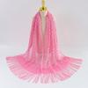 Women Floral Lace Scarf with Tassels, Lightweight Semi-Sheer Shawl for Evening Wedding Beach