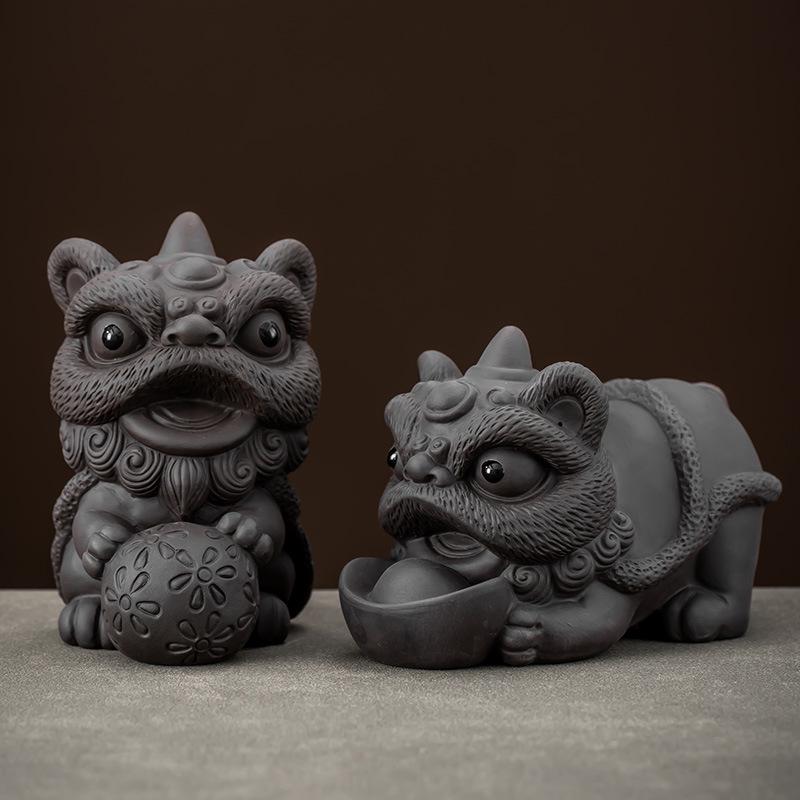 Purple Clay Pixiu Tea Pet for Kung Fu Tea Set, Desktop Decoration