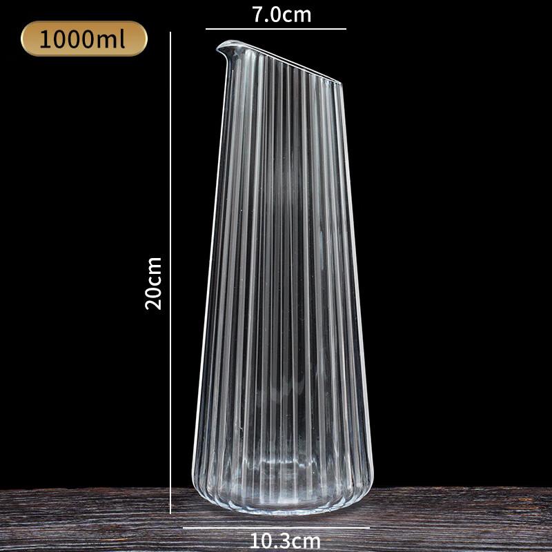 

LISM Striped Slanted Mouth Glass Wine Decanter with Scale