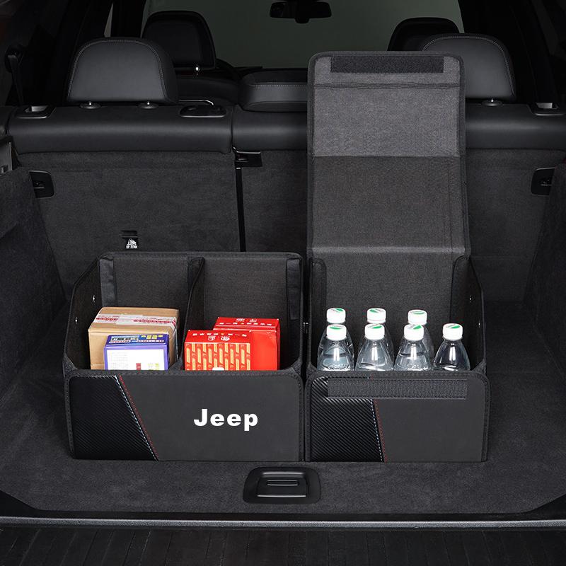 Car Suede Trunk Organizer Large Capacity Foldable Storage Box For Jeep Renegade Wagoneer Avenger Recon Wrangler JK Gladiator AKZ1