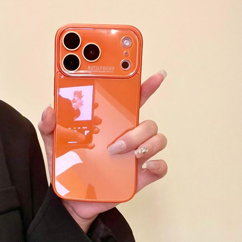 Luxury Auto Glass Phone Case for iPhone 17 Air 16 15 14 13 12 11 Pro Max Plus Shockproof Glossy Reflective Armor Cover