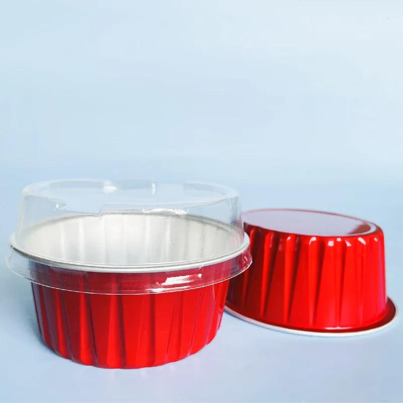 50Pcs Foil Ramekins Cupcake Baking Cups Holders Cases With Lid,Aluminum Foil Cupcake Liners,Muffin Liners Cups With Lid