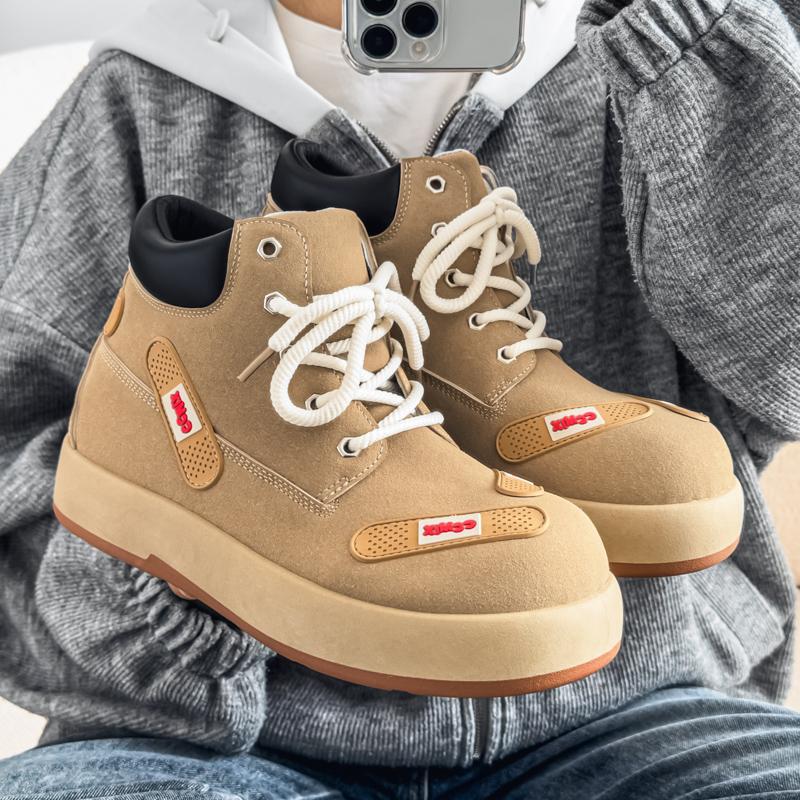 

Новые модные осенние и зимние мужские высокие ботинки martin для студентов, трендовые рабочие туфли на мягкой подошве для мальчиков, кроссовки Martin с защитой труда 44 бежевый