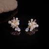 2025 New Korean Version Niche Light Luxury Fashion Design with Rhinestones Inlaid Pearl Fireworks Exquisite Earrings for Women