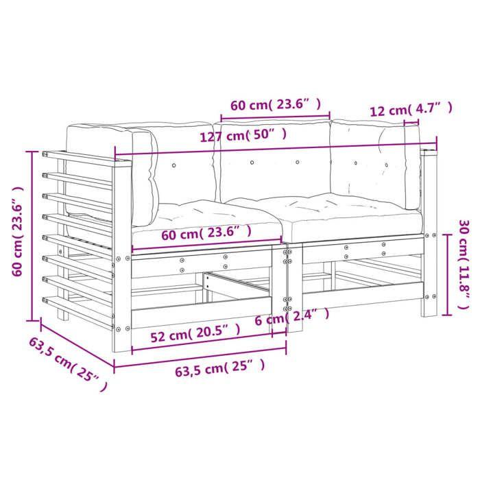 VidaXL Canapés d'angle avec coussins 2 pcs bois de pin imprégné, canapé de jardin, canapé d'extérieur, canapé de patio, sofa 825687