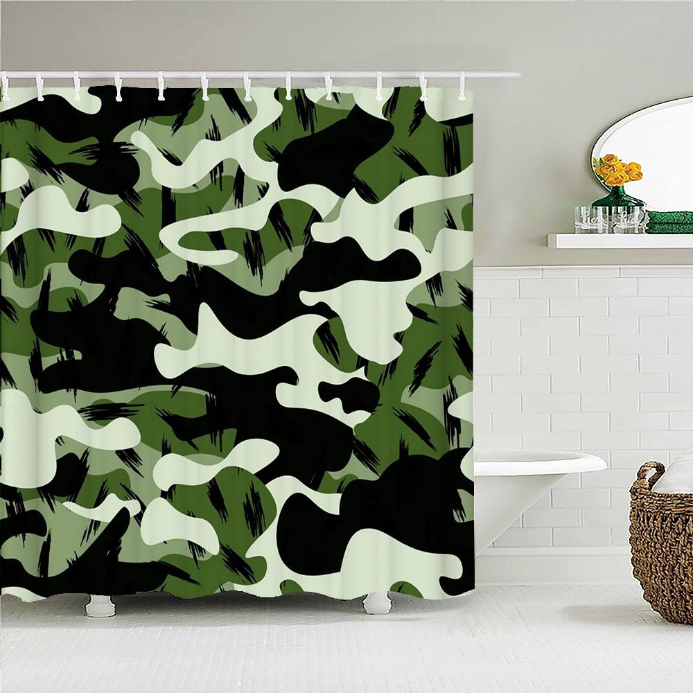 Black and White Striped Shower Curtain With Hooks Waterproof Polyester Fabric Geometric Pattern Home Decor Bathroom Curtain