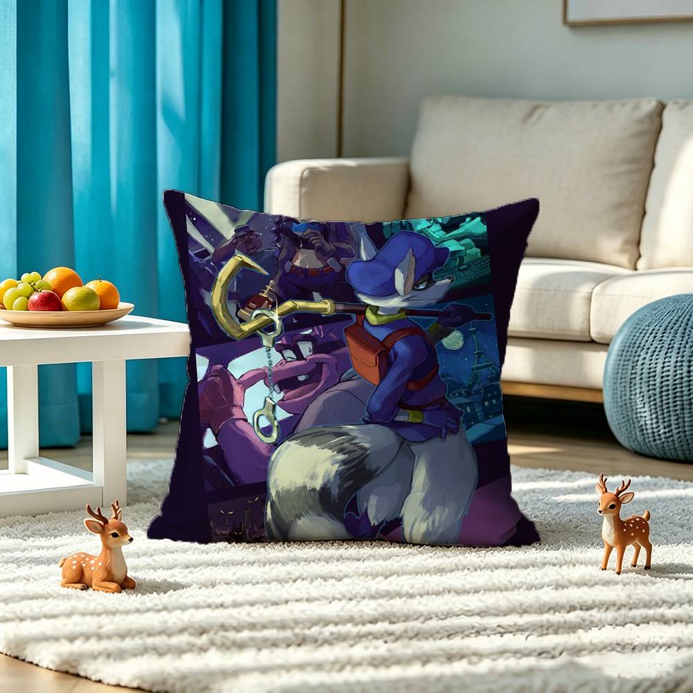 Bentley Shrewd Sly Cooper Square Double-Sided printed Pillow Case Bedroom Bedside Pillow Sofa Cushion Cover