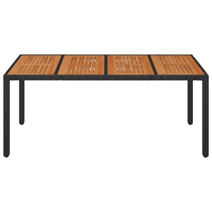 VidaXL Table de jardin dessus en bois Noir 190x90x75 cm Résine tressée 319905