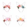 Colorful Easter Garland Artificial Flower Bunny Ears Hair Hoop  Costume Party Accessories