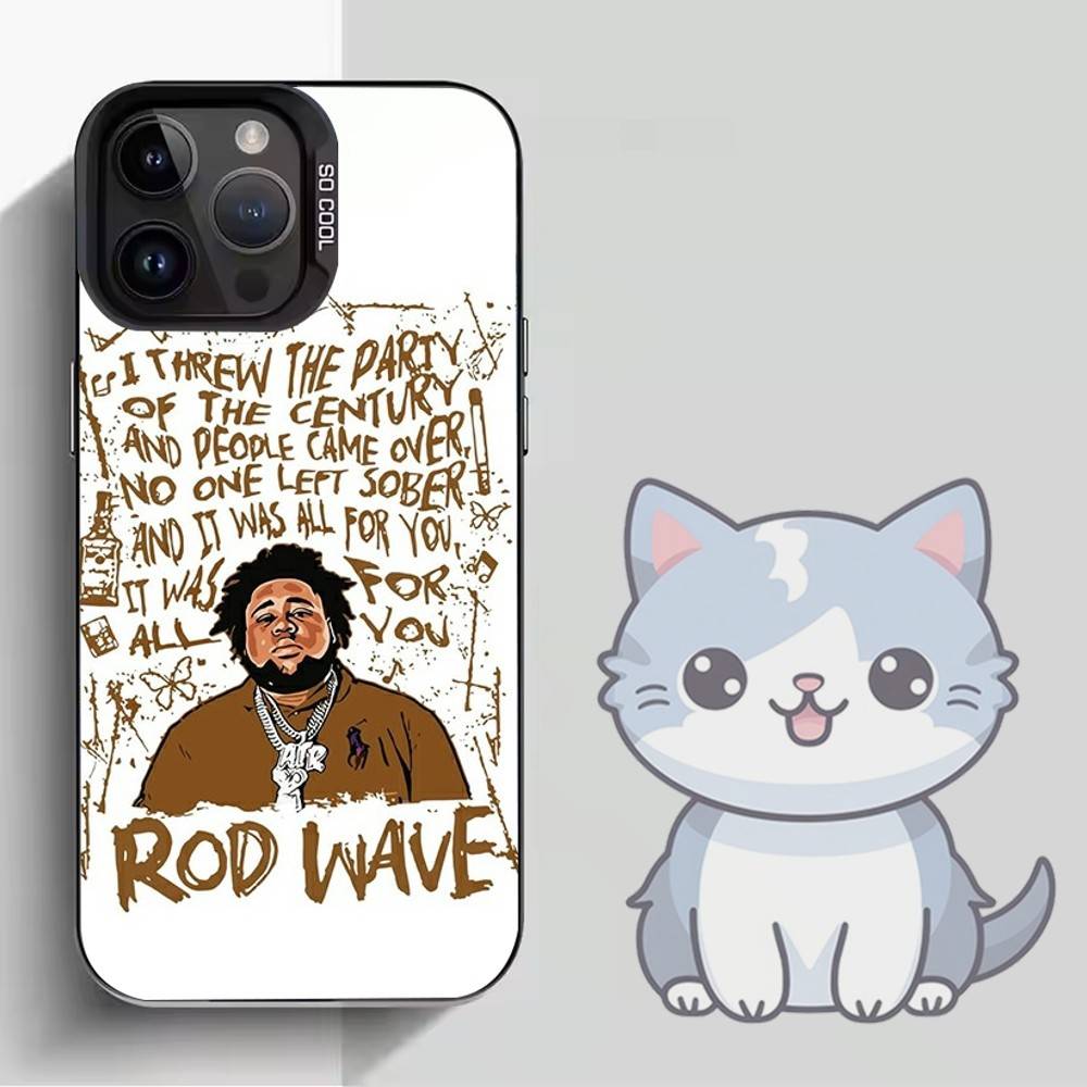 R-Rod W-Wave Graphic  Phone Case For iPhone 16,15,14,13,12,11,Mini,Pro,MAX,plus,Black Matte Shockproof Cover