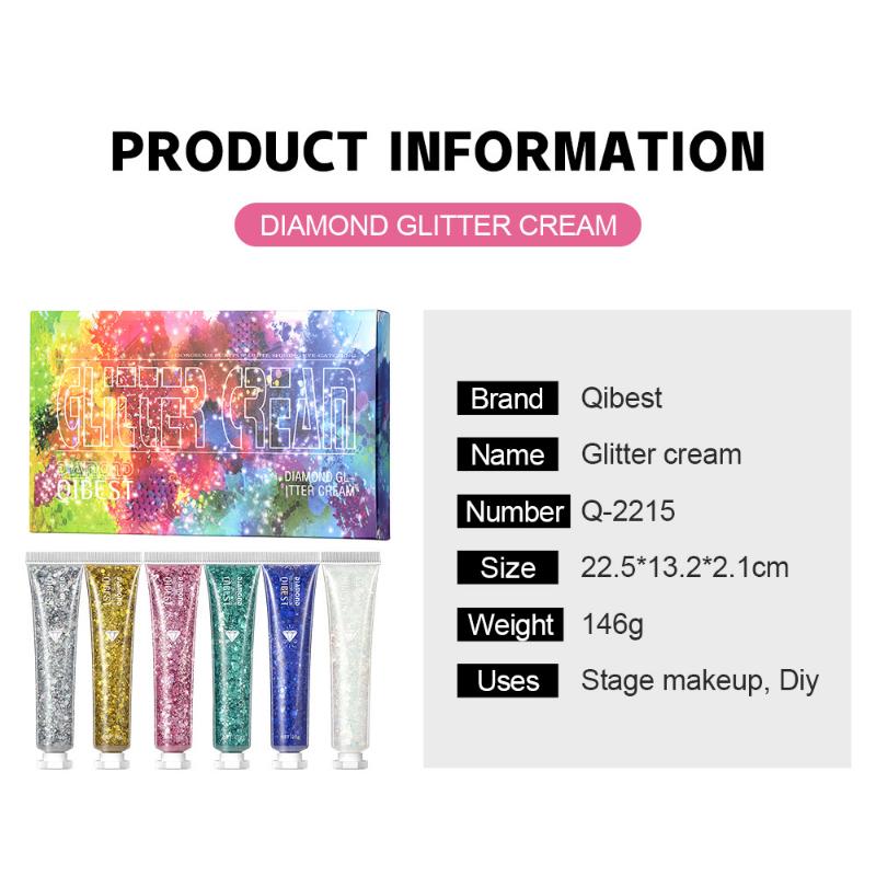 QIBEST Burst Glitter Eyeshadow Glitter Cream Face Body Polarized Glitter Cream Highlighter Oslnivý rozjasňující oční stín