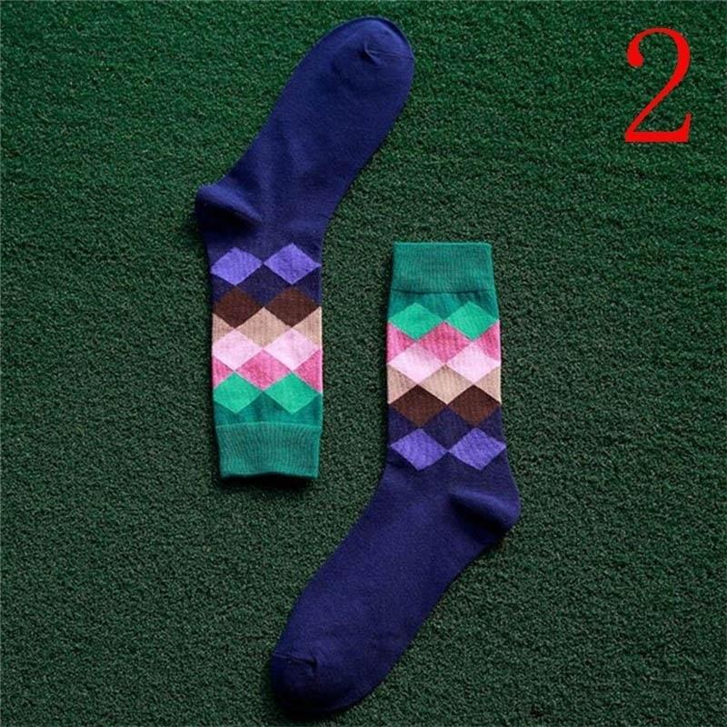 Fashion Mens Cotton Happy Socks Warm Colorful Diamond Casual Dress Socks
