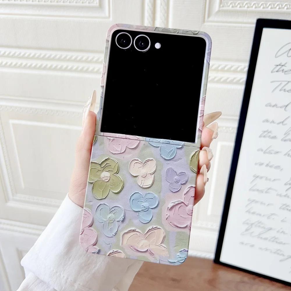 

3D Красочный Тисненый Эффект Акварельный Цветок Чехол для Телефона для Samsung Z Flip 7 FE 6 Ударопрочный Тонкий Защита Камеры Задняя Крышка Galaxy Z Flip6