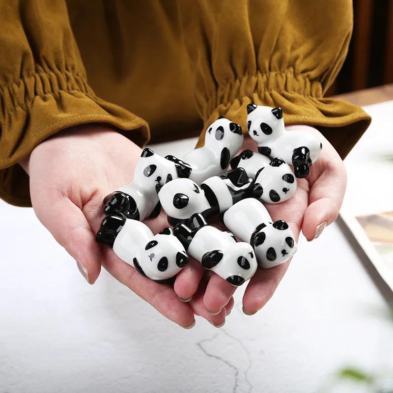 8pcs/set Ceramic Creative Panda Chopstick Holder Stand Chinese Style Chopsticks Rest Home Gadgets Tableware Kichen Accessories