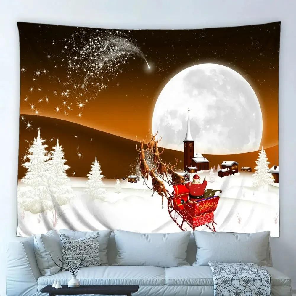 Christmas Cartoon Santa Claus Tapestry Bedroom Living Room Home Christmas Decoration Tapestry