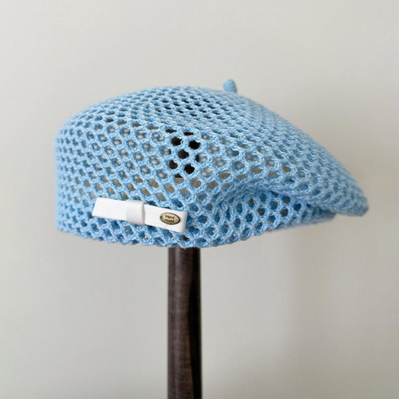 Vintage French Straw Beret Women Japanese Summer Hollow Out Breathable Face Shaping Hat for Party Photo Shooting