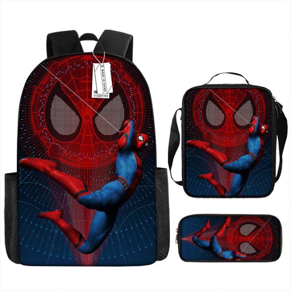 Spiderman School Backpack Set With Oxford Fabric Breathable Waterproof For Kids