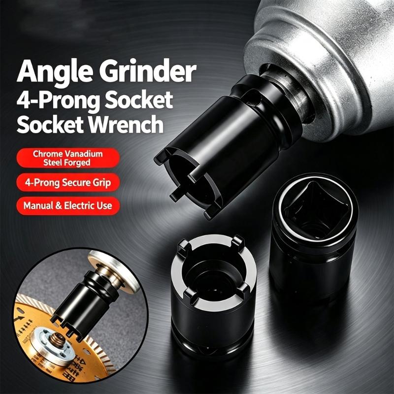 Winkelschleifer Steckschlüssel Werkzeug Zubehör 24mm Winkelschleifer Werkzeug Sicherungsmutter Schlüssel Set, 4-Loch Stahl Reparaturwerkzeug, 5-teiliges Set für Mutter Service, Teilewechsel und