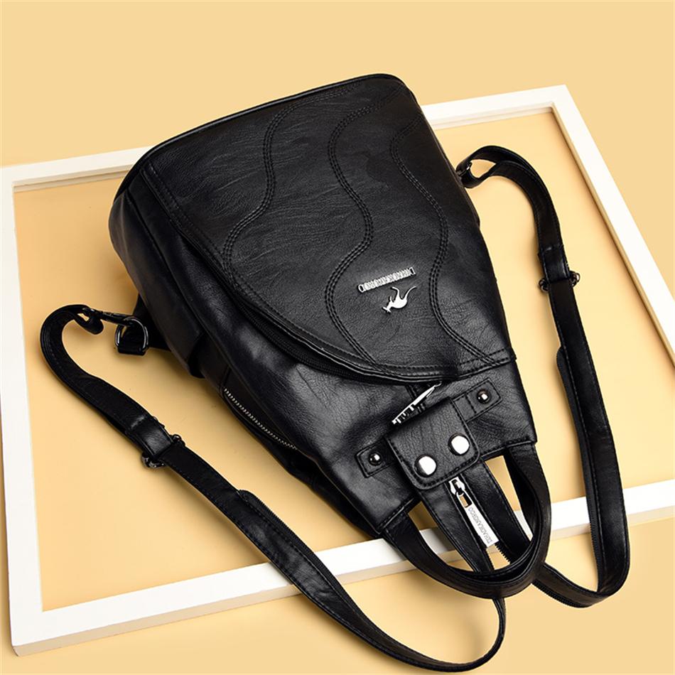 High Quality Patchwork Soft Leather Backpack Fashion School Bags For Girls Multifunctional Bags Ladies Backpacks Sac a Main