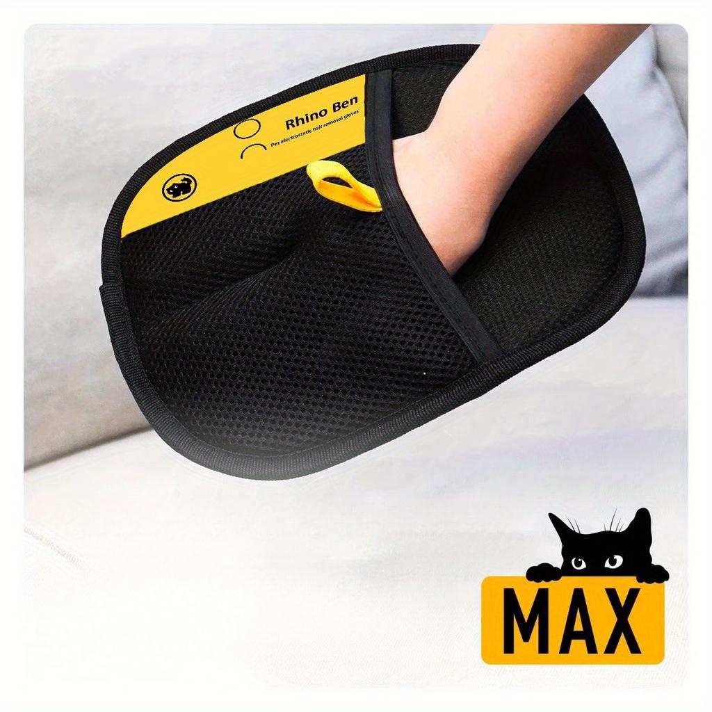 Mănuși statice pentru îndepărtarea părului de animale - Mănuși negre din polipropilenă pentru toaletarea pisicilor cu accente galbene, eficiente pentru îndepărtarea blănii și a mătreții