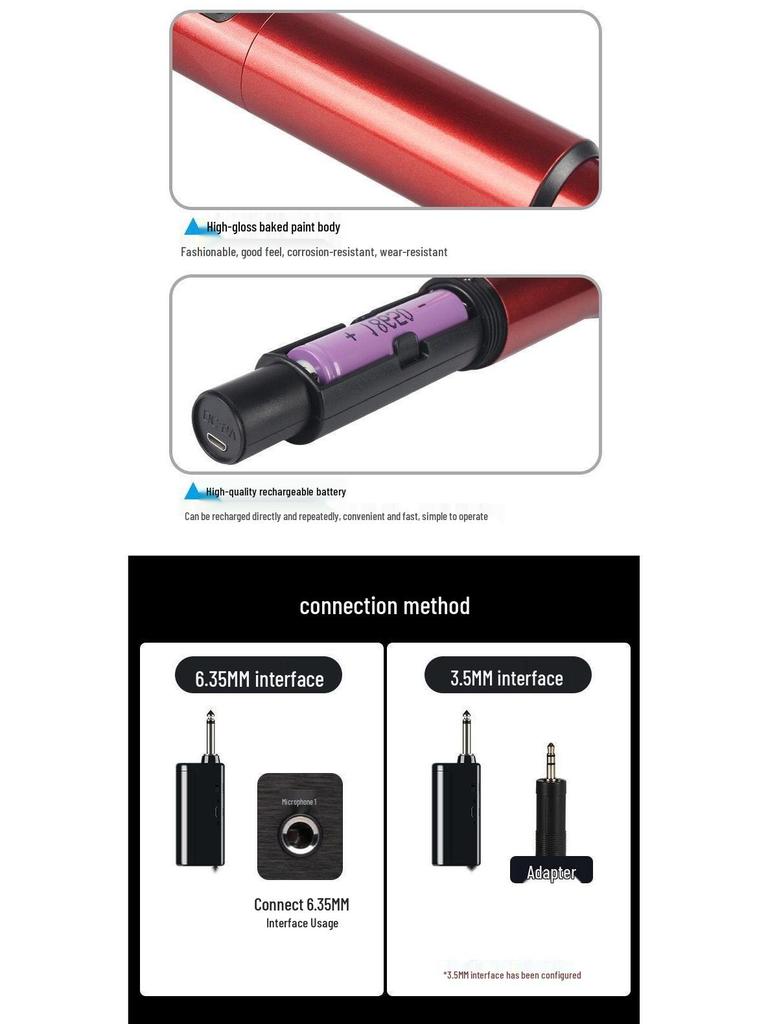 Rechargeable Dual Wireless Handheld Microphone for Outdoor Events and Live Broadcasts