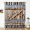 Retro Wooden Door Texture Vintage Barn for Bedchamber Livingroom Space Kitchen Windowpane Drape Contemporary Household Space Decoration 2 Panels