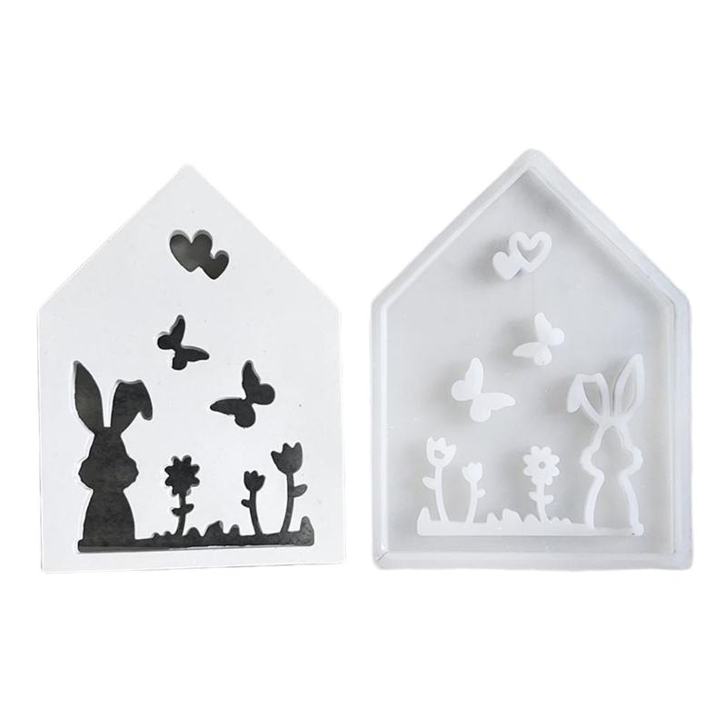 

Bunnies Butterfly Flower House Silicone Candle Molds for Candle Making Epoxy Resin Silicone Mould for Home Decoration