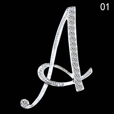 1 pieza Broche de Joyería Charm 26 Letras Pines de Cristal Decoración Diamante de Imitación Clásico AVE