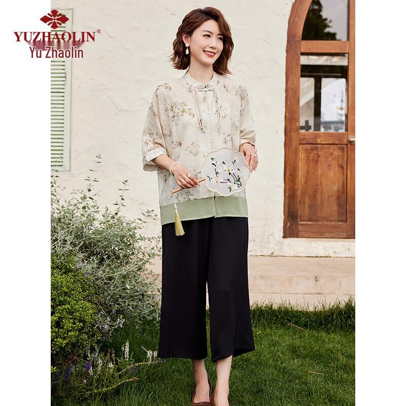 

Yuzhaolin New Chinese Style Short-Sleeve Set for Middle-Aged Women XL (90-105 jin)