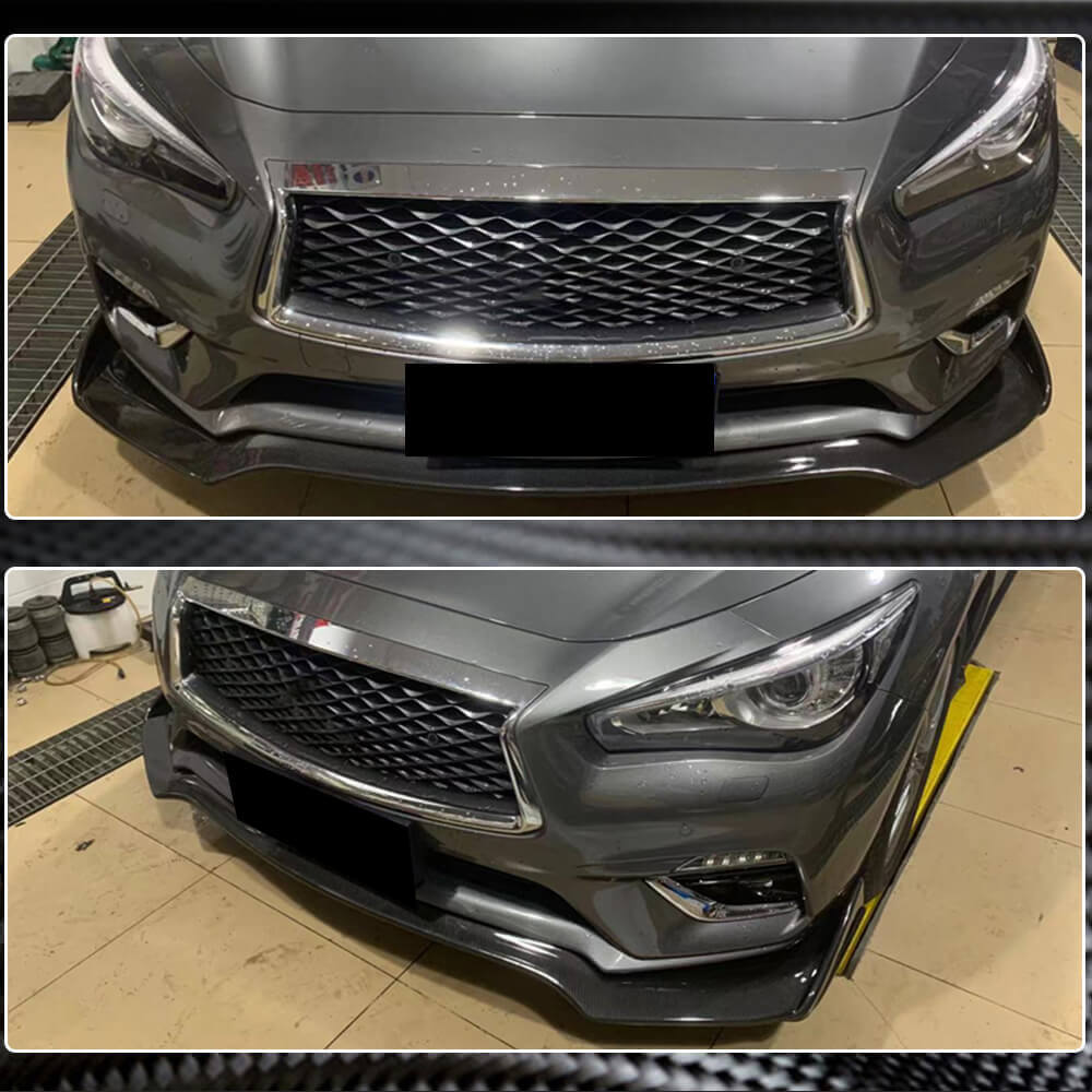 Накладка на передний бампер Lip V1 (для Q50 Base 2018-2023, Карбон) для Infiniti Q50/Q60