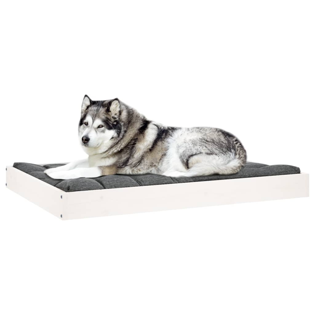 Dog Bed White 101.5 x 74 x 9 cm Solid Pine Wood