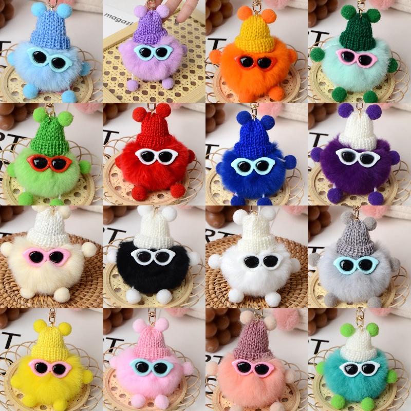 Cute Fluffy Elf Car Keychain With Real Rabbit Fur Ball